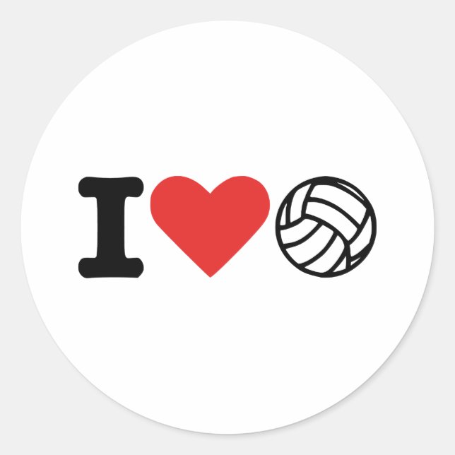 I kärlek volleyball runt klistermärke (Framsida)