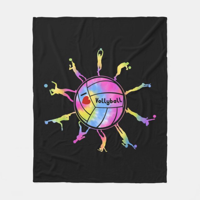 I Kärlek Volleyball Sport Tie Dey Volleyball Fläkt Fleecefilt (Framsidan)