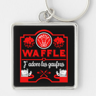 I kärlek Waffles Fyrkantig Silverfärgad Nyckelring