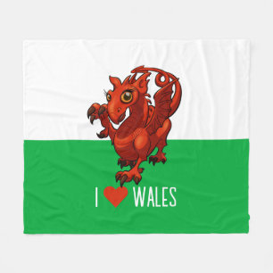 I Kärlek Wales Cute Baby Welsh Red Dragon Tecknad Fleecefilt
