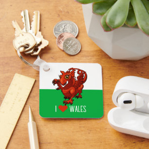 I Kärlek Wales Flagga Little Welsh Red Dragon Teck Nyckelring