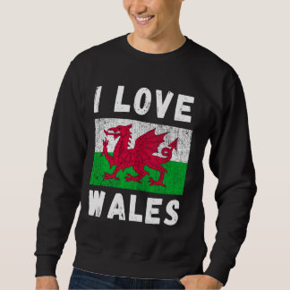 I Kärlek Wales Vintage Welsh Wales Family Travel S Lång Ärmad Tröja