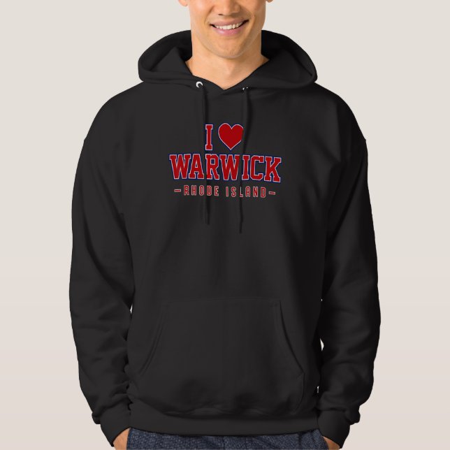 I Kärlek Warwick Rhode island Hoodie (Framsida)