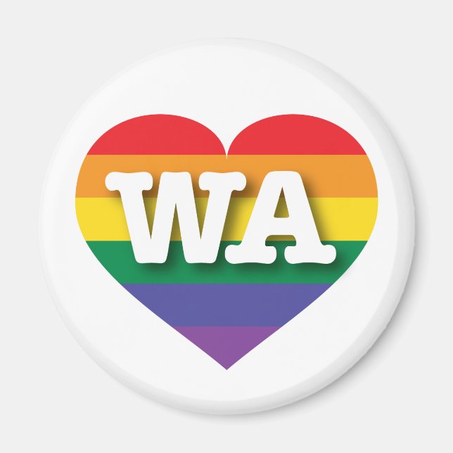 I Kärlek Washington State Rainbow Heart Magnet (Framsidan)