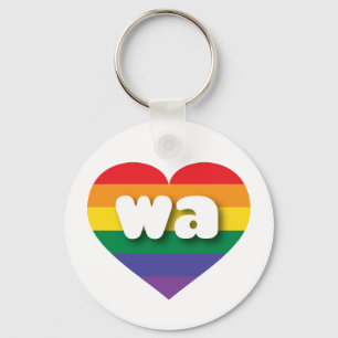 I Kärlek Washington State Rainbow Heart Nyckelring