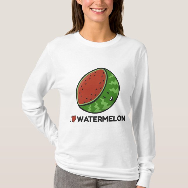 I Kärlek Watermelon Fruit Älskare T Shirt (Framsida)