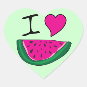 I Kärlek Watermelon Hjärtformat Klistermärke