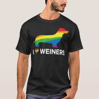 I Kärlek Weiners Dachshund LGBT Gay Lesbisk Pride T Shirt