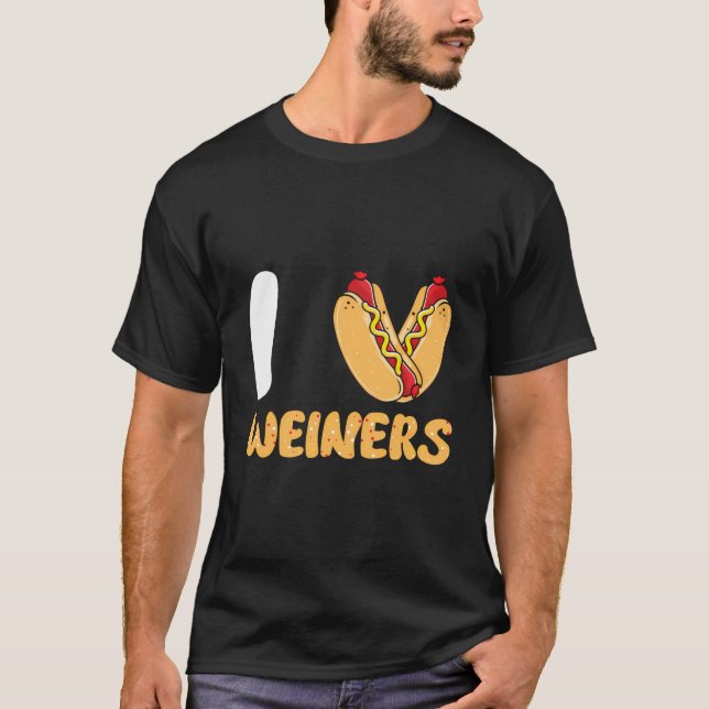 I Kärlek Weiners Frank Sause Bun Funny Hothundlov T Shirt (Framsida)