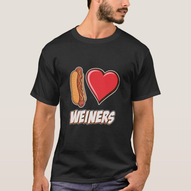 I Kärlek Weiners Hotdog Älskare Puppy Heart Funny T Shirt (Framsida)