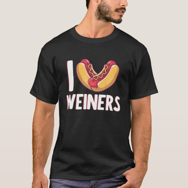 I Kärlek Weiners Sause Hotdog Bun Ketchup Mustard T Shirt (Framsida)