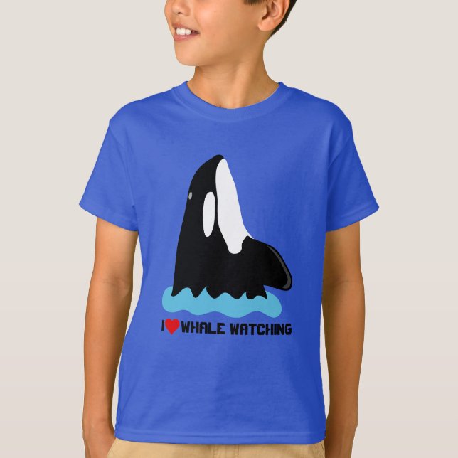 I Kärlek Whale Watching Orca Whale T Shirt (Framsida)