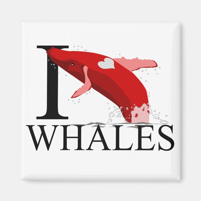I Kärlek Whales Magnets Magnet (Framsidan)
