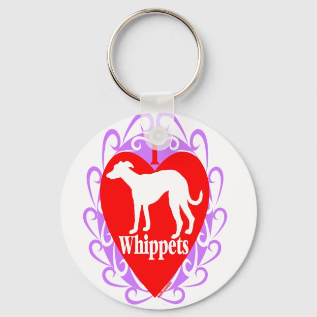 I Kärlek Whippets B Nyckelring (Framsida)