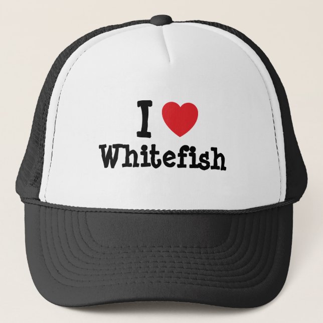 I kärlek Whitefish hjärta T-Shirt Truckerkeps (Framsida)