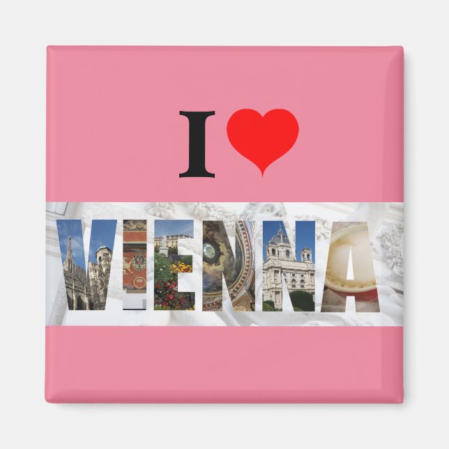 I Kärlek Wien Österrike Magnet (Framsidan)