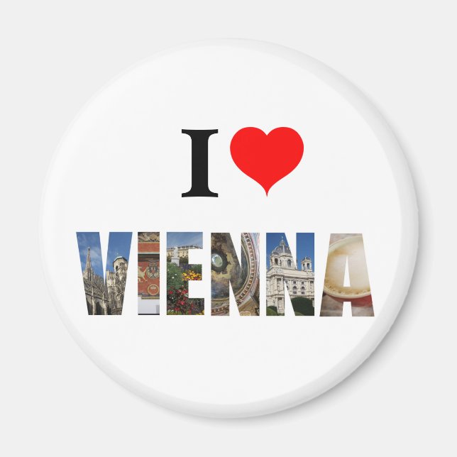 I Kärlek Wien Österrike Magnet (Framsidan)
