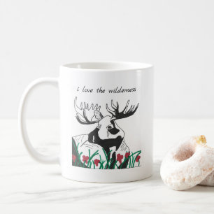 I Kärlek, Wilderness Rustic Wildblommor Moose Kaffemugg