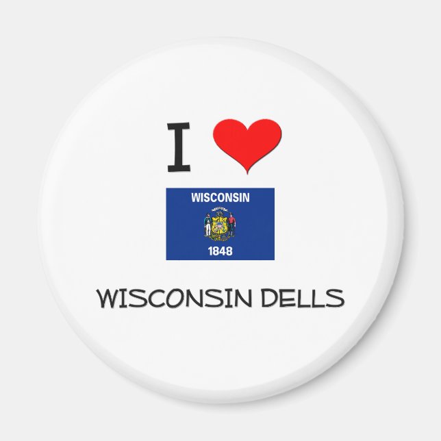 I Kärlek Wisconsin Dell Wisconsin Magnet (Framsidan)