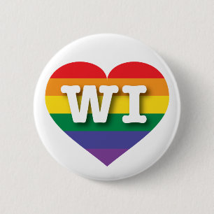 I kärlek Wisconsin Gay pride Rainbow Heart Knapp