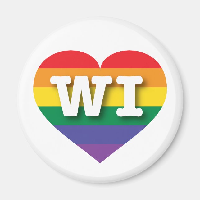I kärlek Wisconsin Gay pride Rainbow Heart Magnet (Framsidan)
