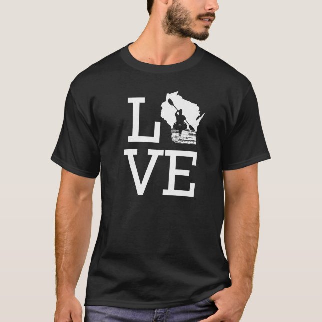 I Kärlek Wisconsin Kayaking T Shirt (Framsida)