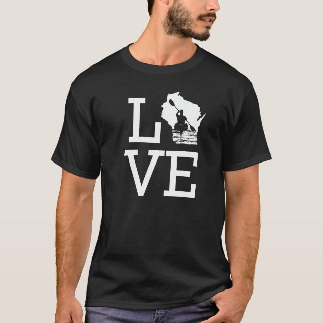 I Kärlek Wisconsin Kayaking T Shirt (Framsida)
