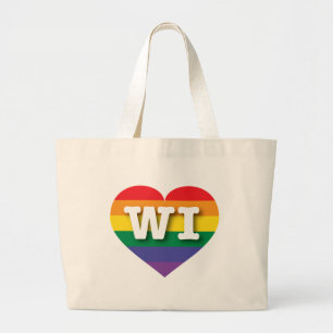 I Kärlek Wisconsin Rainbow Heart Jumbo Tygkasse