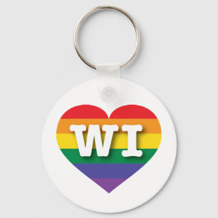 I Kärlek Wisconsin Rainbow Heart Nyckelring