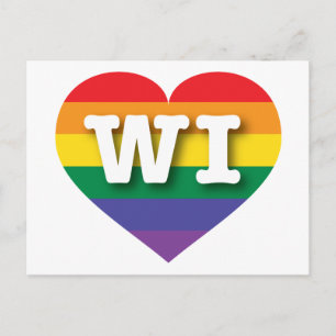 I Kärlek Wisconsin Rainbow Heart Vykort
