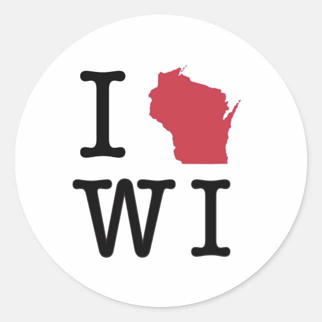 I Kärlek Wisconsin Runt Klistermärke (Framsida)