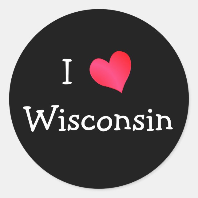 I Kärlek Wisconsin Runt Klistermärke (Framsida)