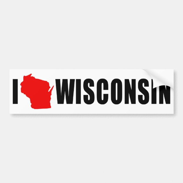 I Kärlek Wisconsin Shape Bildekal (Framsidan)