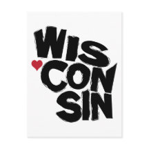 I Kärlek Wisconsin State Karta Art