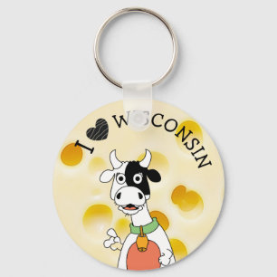 I Kärlek Wisconsin Swiss Cheese and Cow Nyckelring