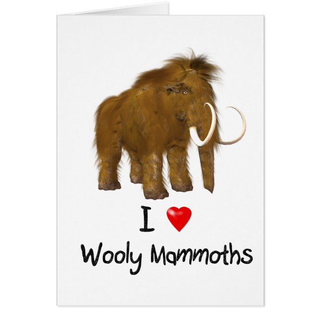 "I Kärlek Wooly Mammoths" Wooly Mammoth Hälsningskort (Framsidan)