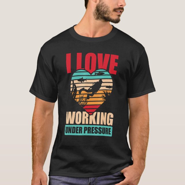 I Kärlek Working Diving Dyka Snorkeling T Shirt (Framsida)