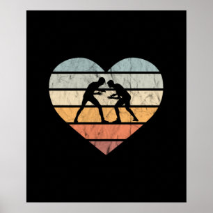 I Kärlek Wrestling Retro Heart Poster