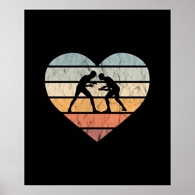 I Kärlek Wrestling Retro Heart Poster (Framsidan)