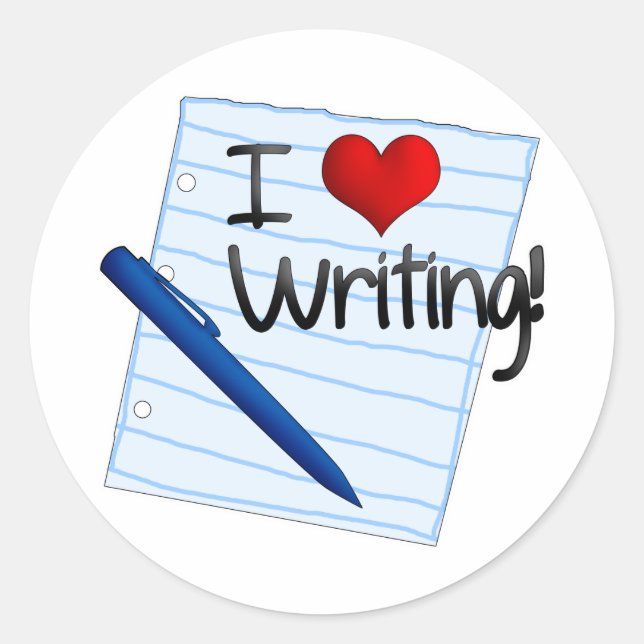 I Kärlek Writing Runt Klistermärke (Framsida)