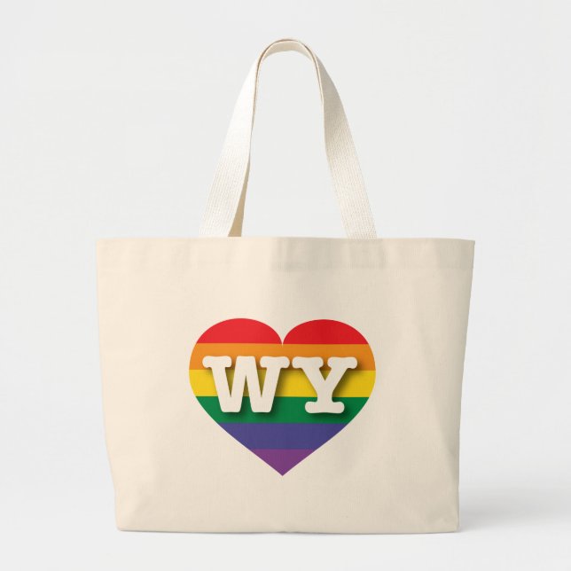I kärlek Wyoming Gay pride Rainbow Heart Jumbo Tygkasse (Framsidan)