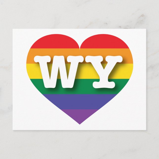 I Kärlek Wyoming Rainbow Heart Vykort (Framsida)