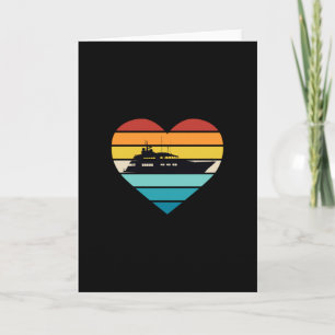 I Kärlek Yacht Kapten Frakt Retro Sunset Kort