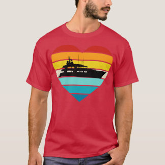 I Kärlek Yacht Kapten Frakt Retro Sunset T Shirt