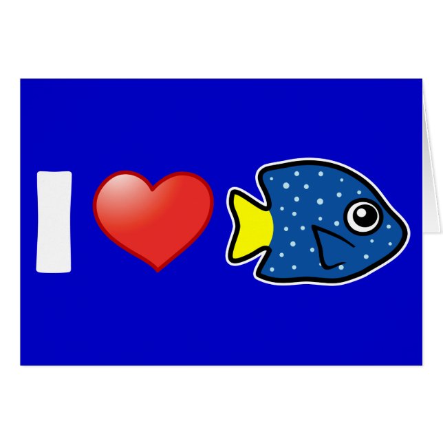 I Kärlek Yellowtail Damselfish Hälsningskort (Framsidan Horizontal)