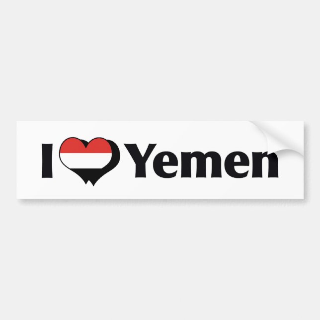 I Kärlek Yemen Flagga Bildekal (Framsidan)