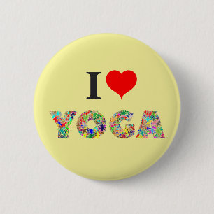 I Kärlek Yoga I Heart Yoga-färgad Knapp