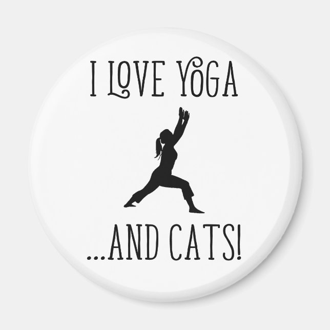 I kärlek Yoga och Cats Black Brev Magnet (Framsidan)