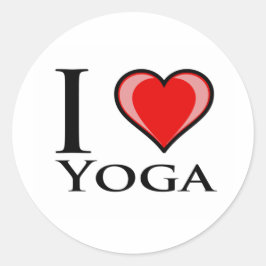 I Kärlek Yoga Runt Klistermärke