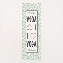 I kärlek YOGA-skriptet Grönt Löv Mönster Monogram